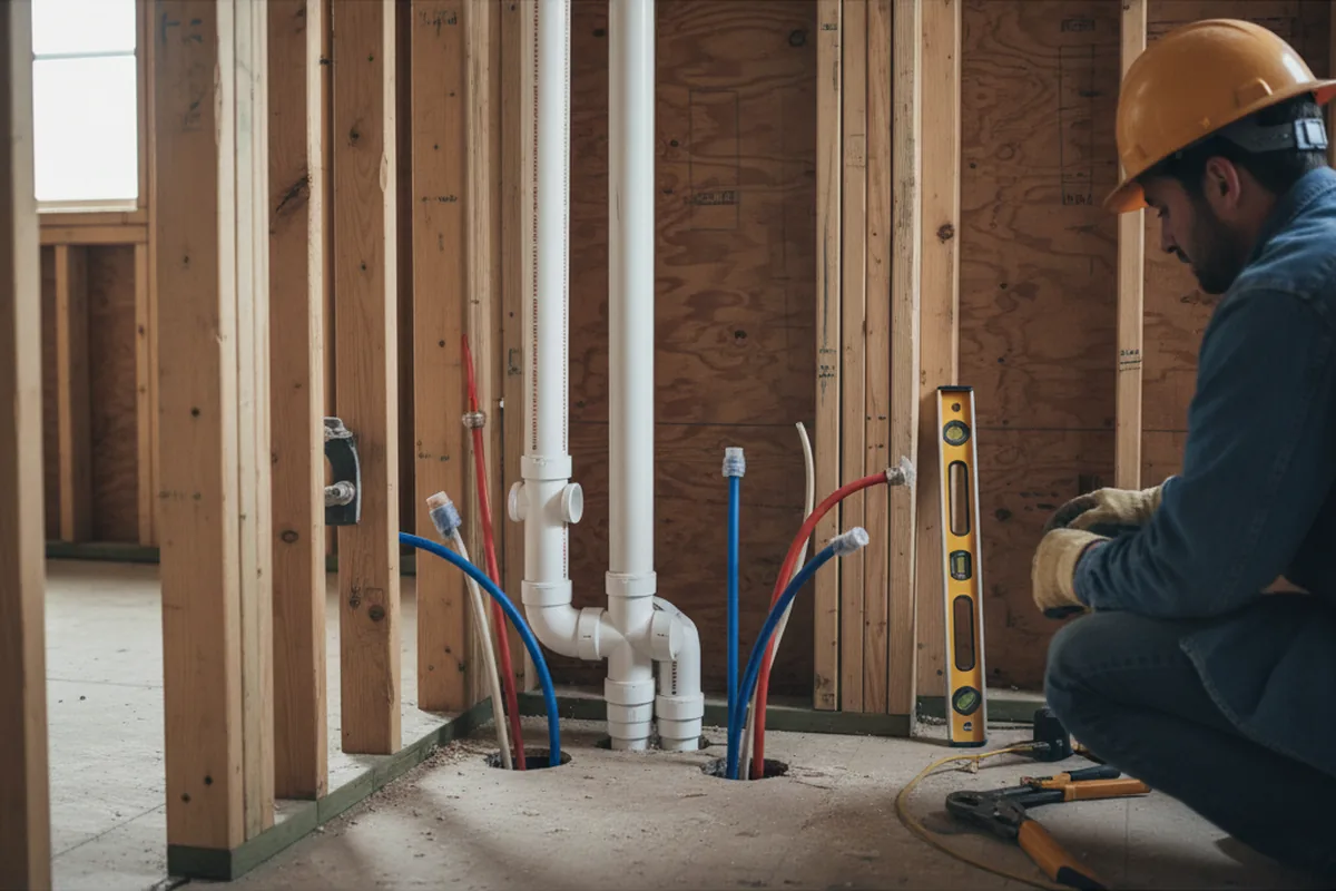 Drain and supply rough-in during Sump Pump Repair in Dell Rapids