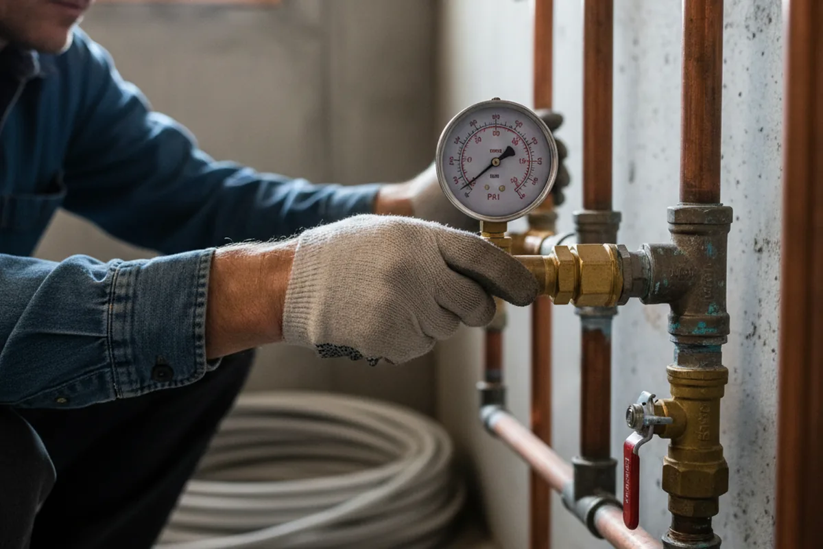 Pressure testing a repaired line during Water Line Repair in Dell Rapids